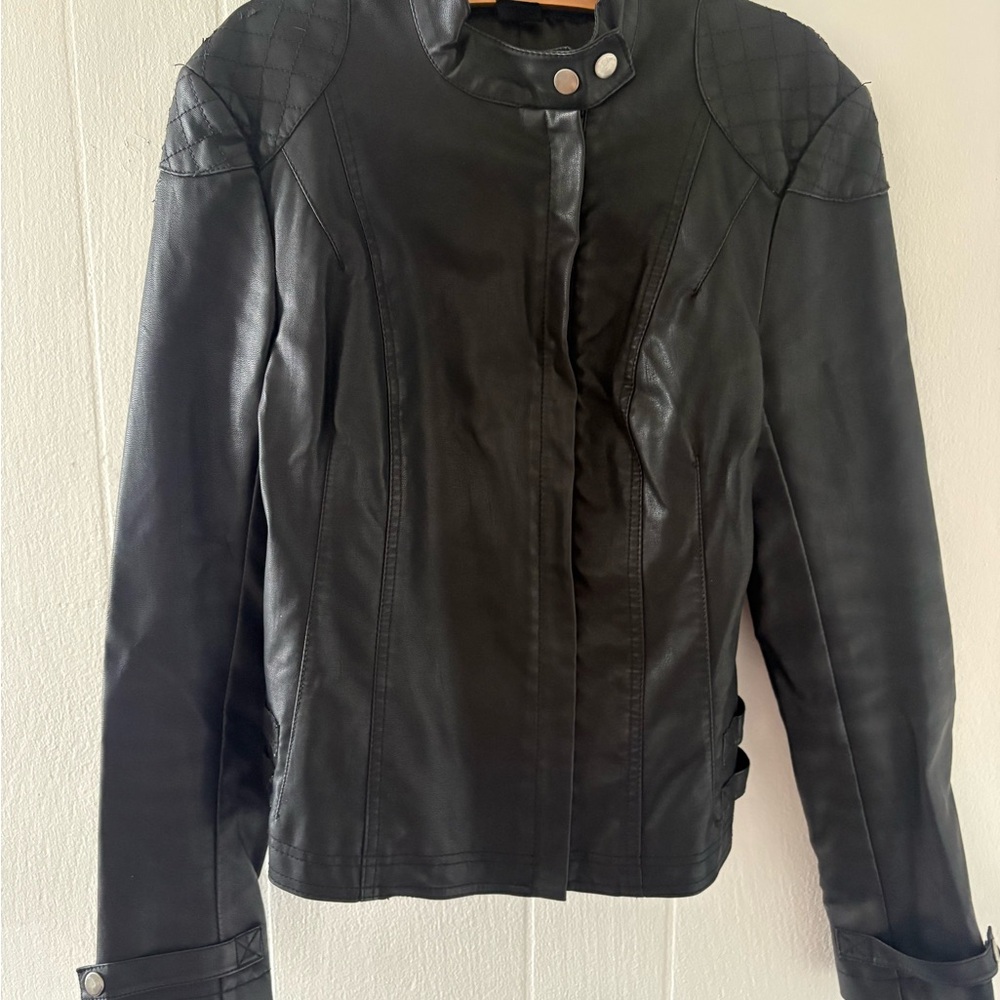 French Connection Black Leather Jacket - Picture 6 of 10